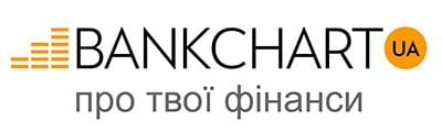 Логотип BANKCHART UA з помаранчевою діаграмою та написом «про твої фінанси».