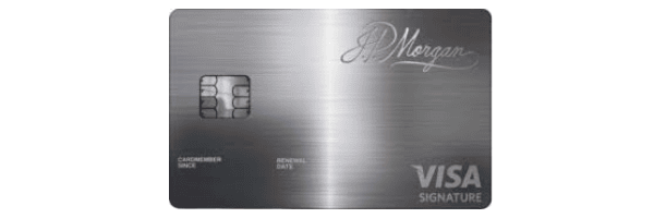 Silberfarbene JP Morgan Reserve Card mit Chip, J.P.-Morgan-Schriftzug und Visa-Signature-Logo.
