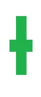 Groene doji-candlestick met een korte body en lange schaduwen aan de boven- en onderkant.