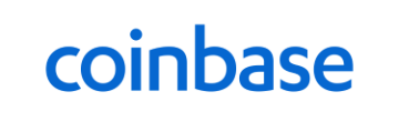 Logo von Coinbase mit blauem Schriftzug