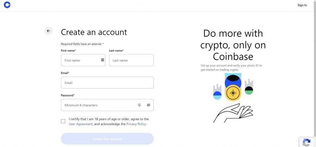 регистрация в coinbase