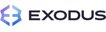 Logo von Exodus mit blau-violettem Symbol und schwarzem Schriftzug
