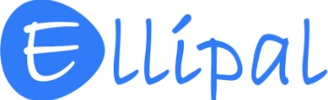 Logo von ELLIPAL mit blauem Schriftzug und stilisiertem E in einem blauen Kreis