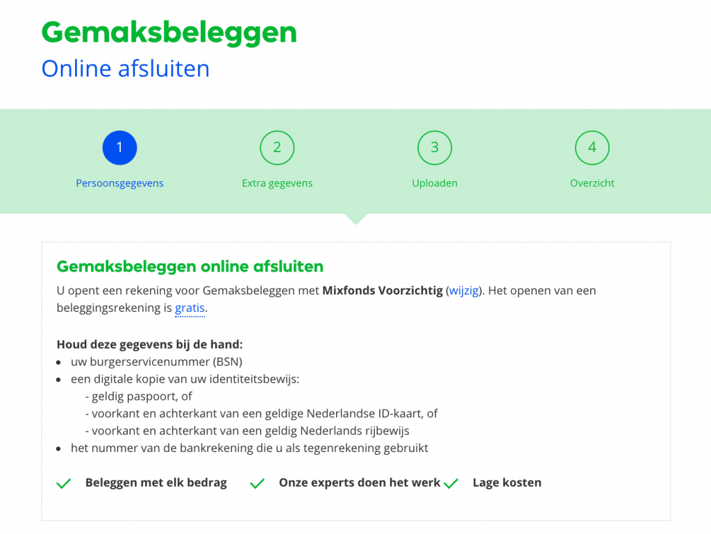 Centraal Beheer rekening openen stap 1