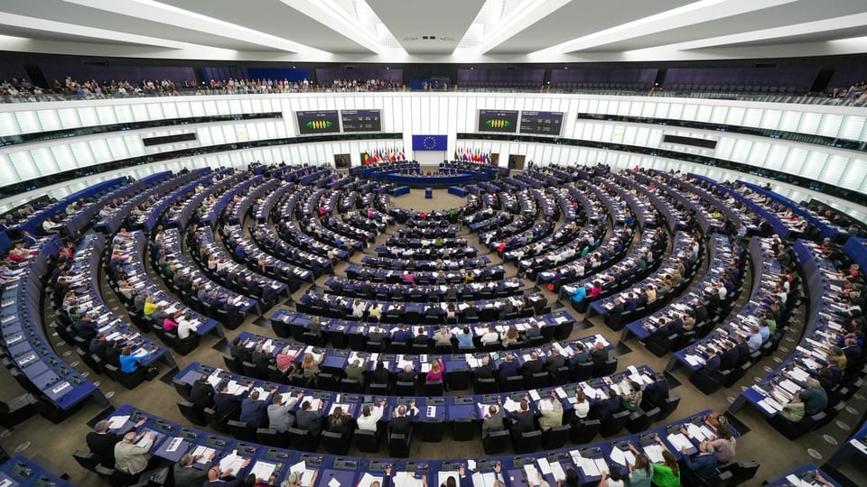 The European Parliament's plenary chamber in Strasbourg during a session in 2023.