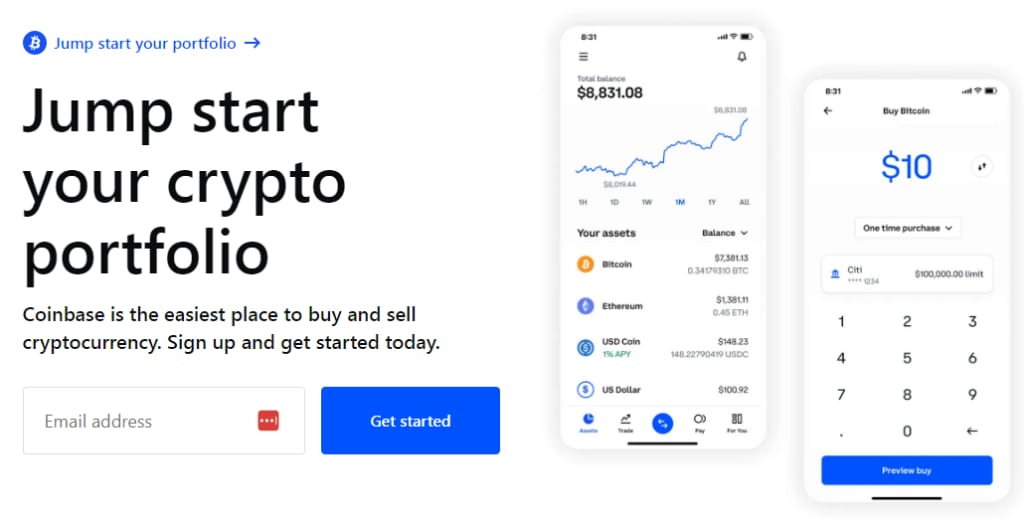 jak zalożyć konto Coinbase krok 1