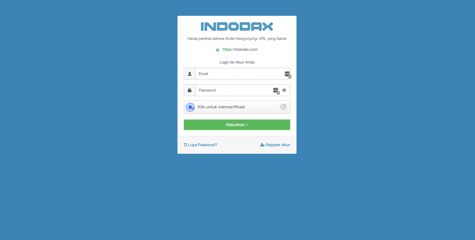 Cara daftar indodax