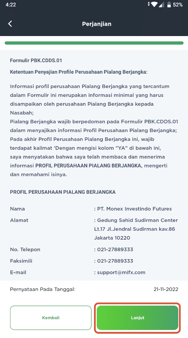 Baca perjanjian mifx