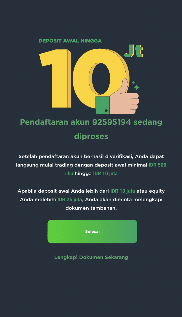 Terima notifikasi pengajuan pembukaan Akun Live