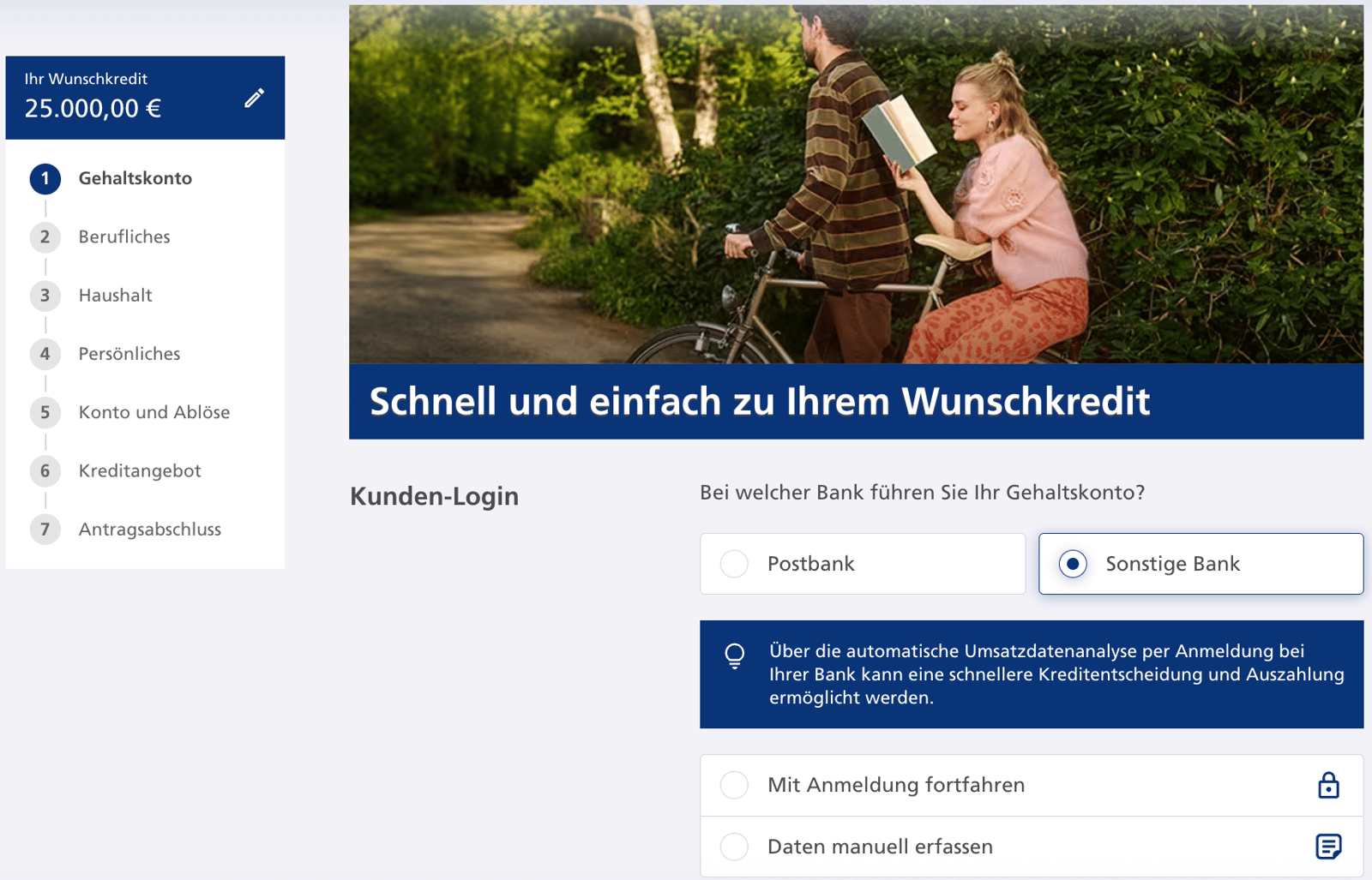 Kontoblick oder manuelle einreichung postbank