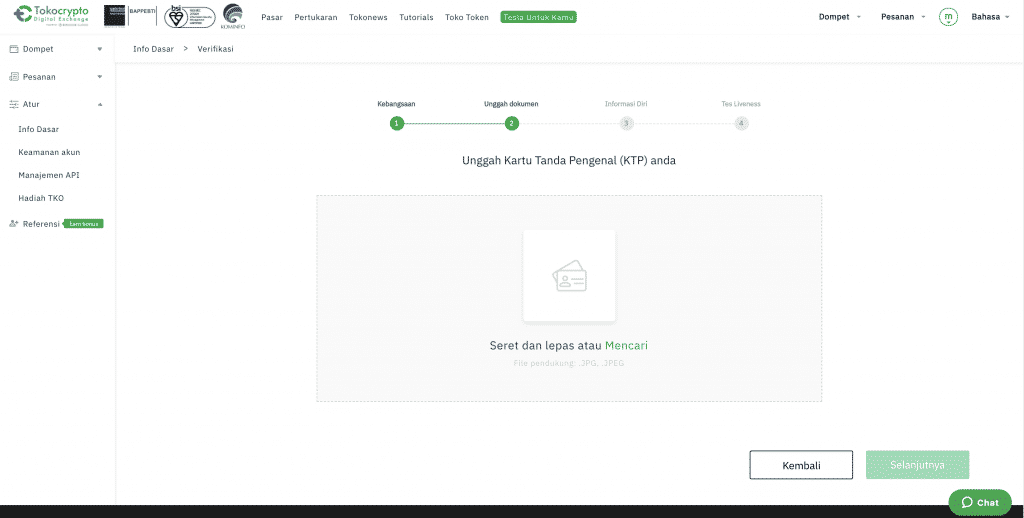 Unggah ktp di tokocrypto