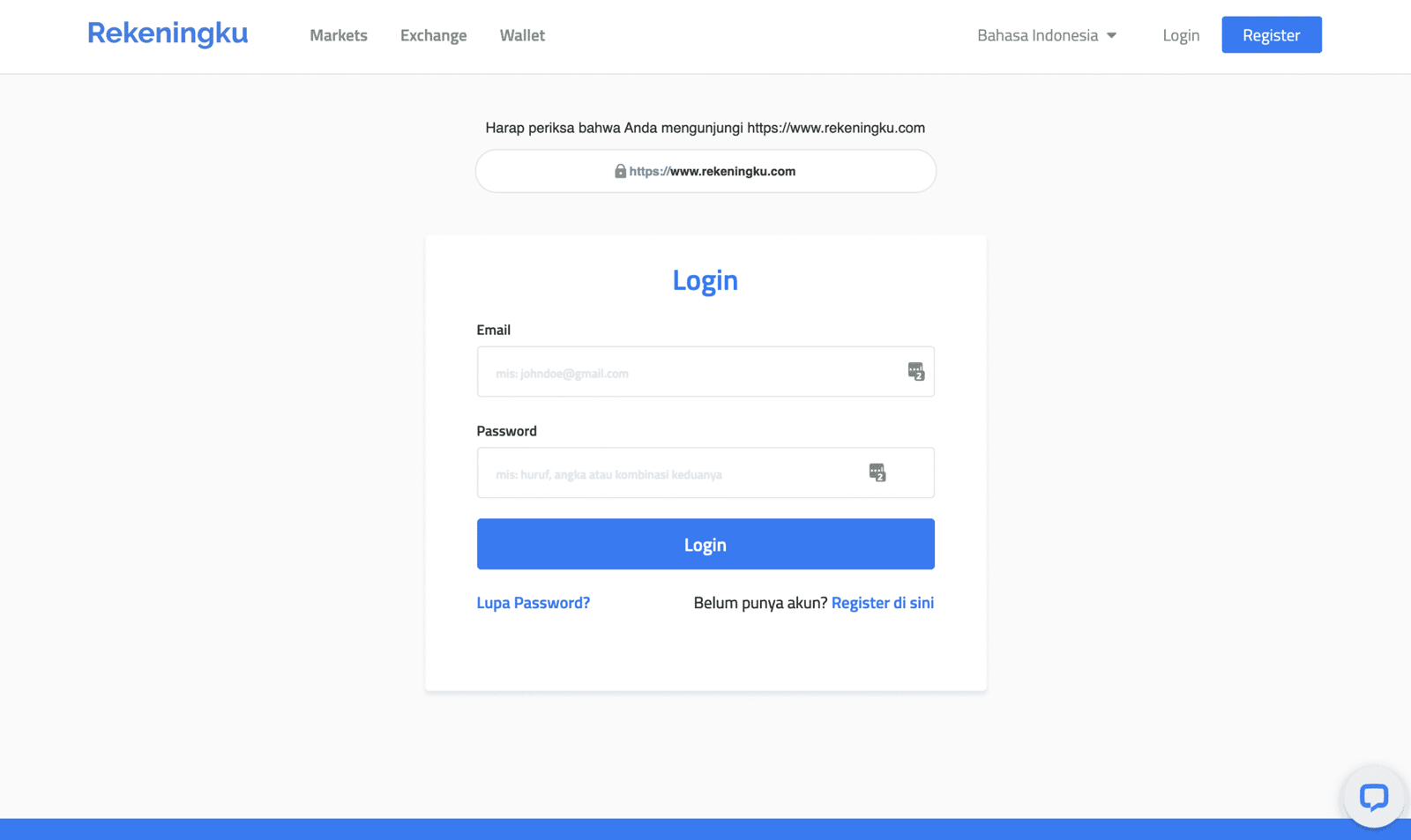 Masuk ke dashboard reku