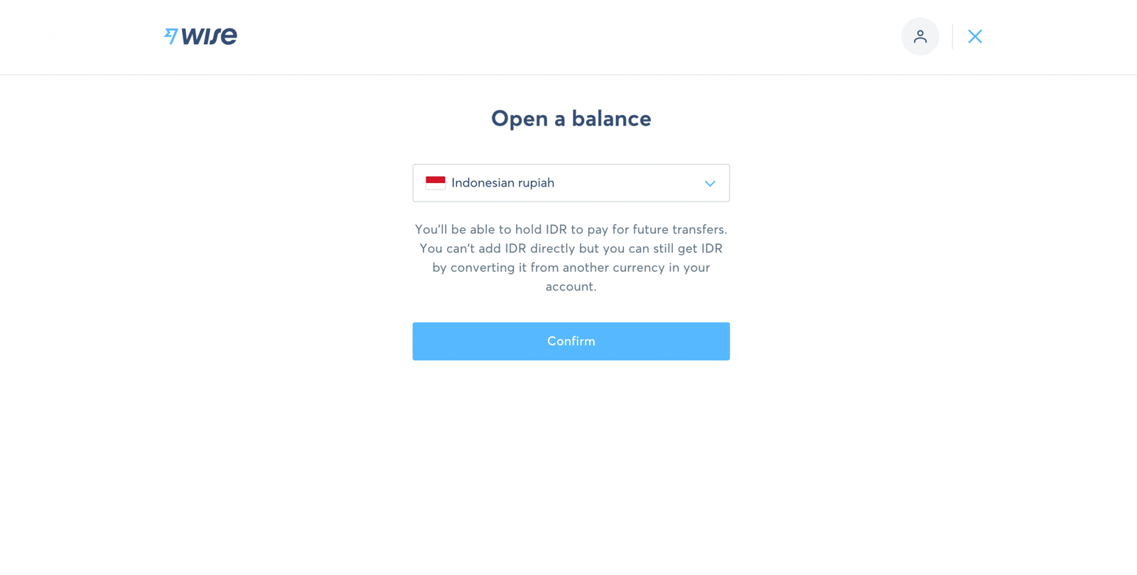 Pilih add money di WISE