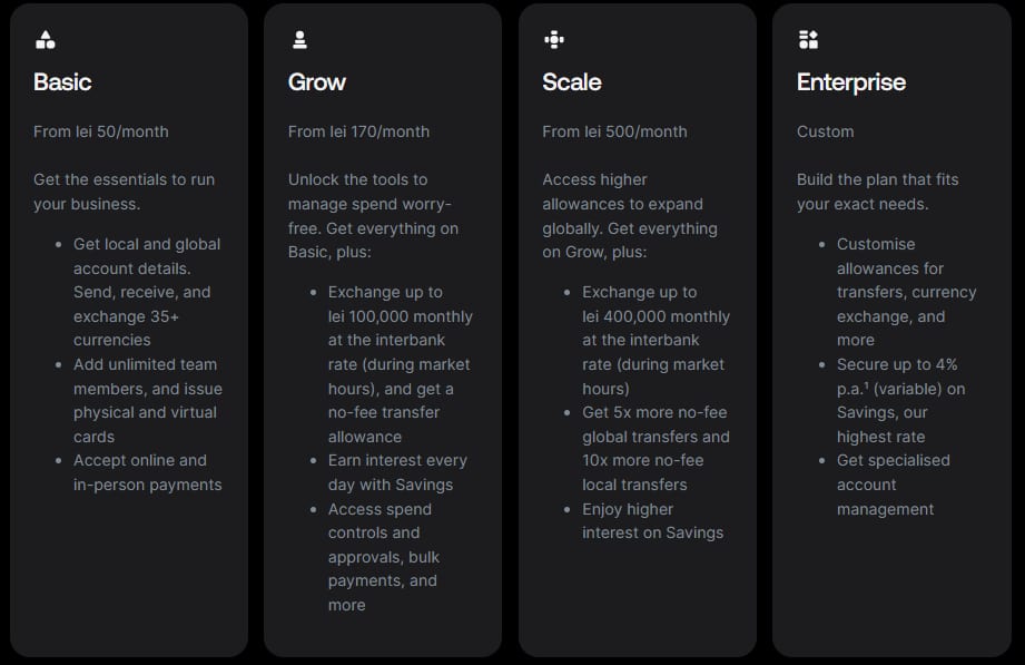 Revolut business pricing romania