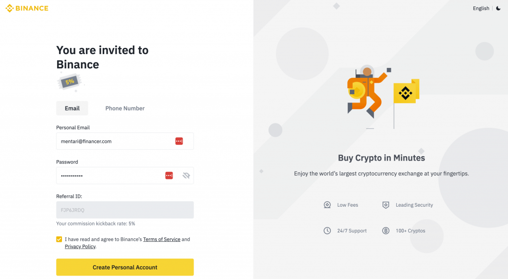 Formulir binance