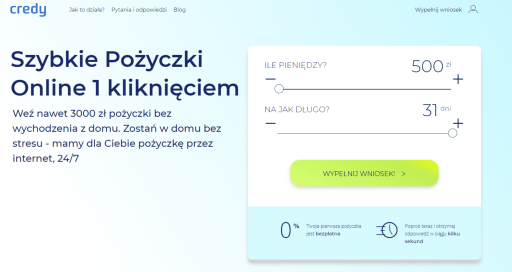 Credy wybór pożyczki