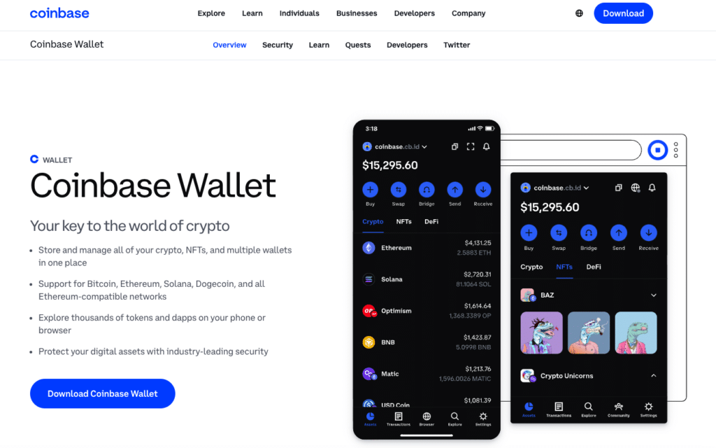 Coinbase Wallet interface