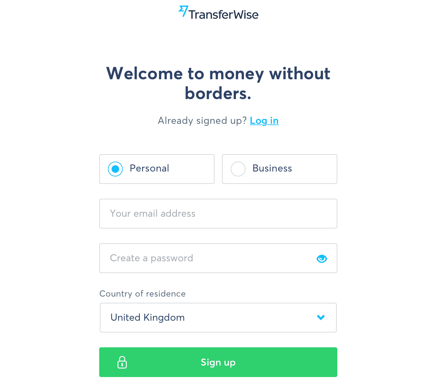 Transferwise-prihlasenie