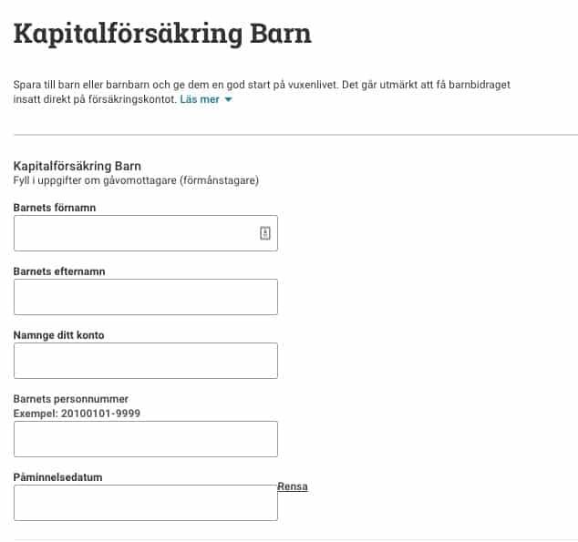 kapitalförsäkring barn avanza