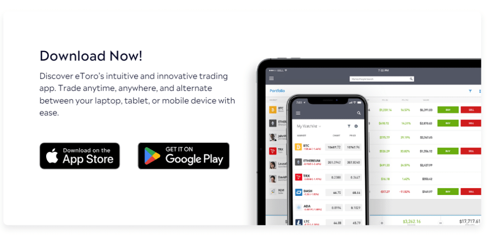 Aplikacja mobilna eToro