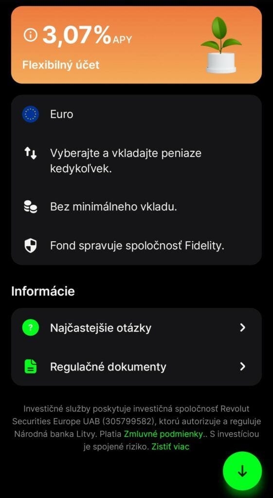 Revolut úspory