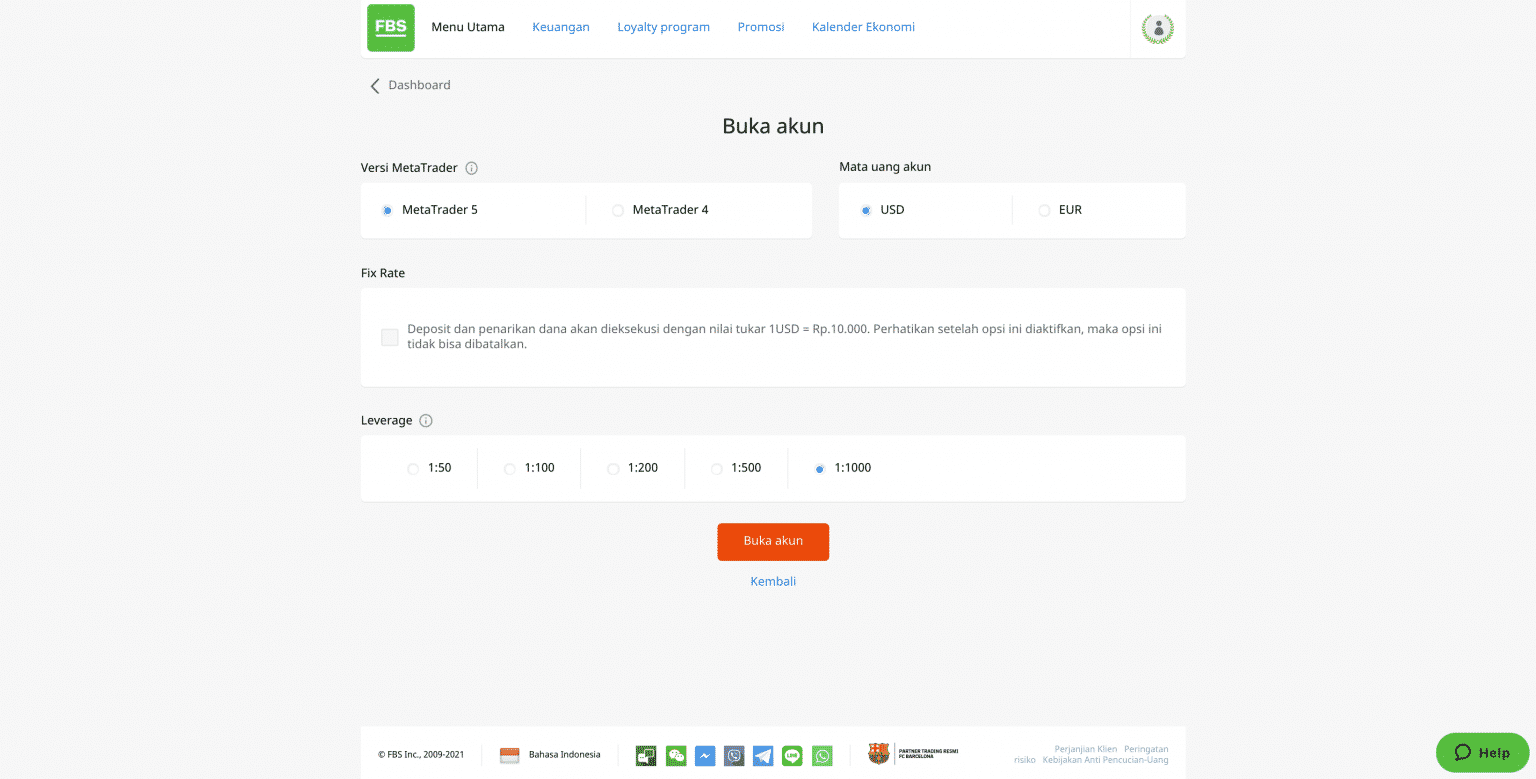 Pilih mata uang fbs