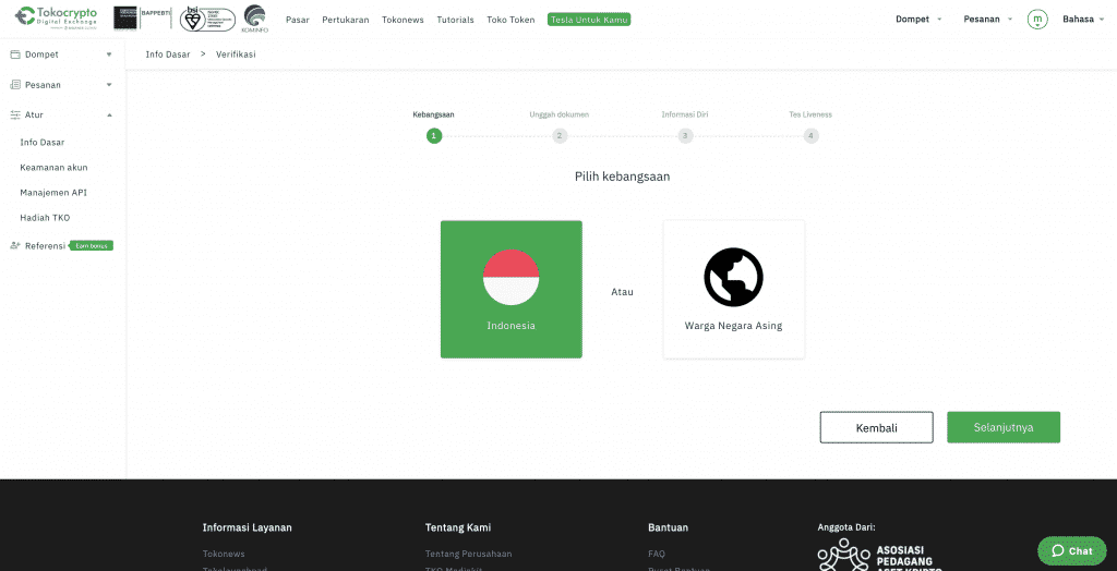 Pilih kebangsaan tokocrypto