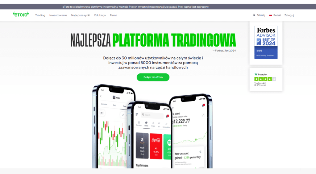eToro opinie i recenzja platformy inwestycyjnej