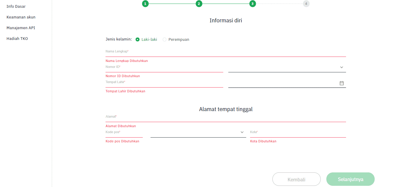 Isi informasi diri tokocrypto