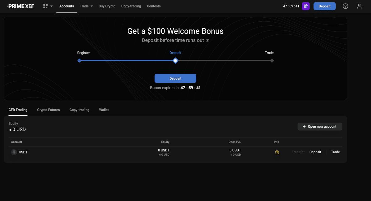 Dapatkan welcome bonus di primexbt