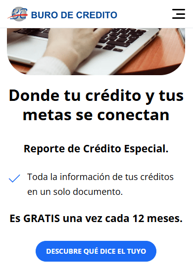 Imagen del Buró de Crédito en su versión web