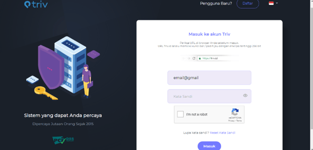 Masukkan username di triv