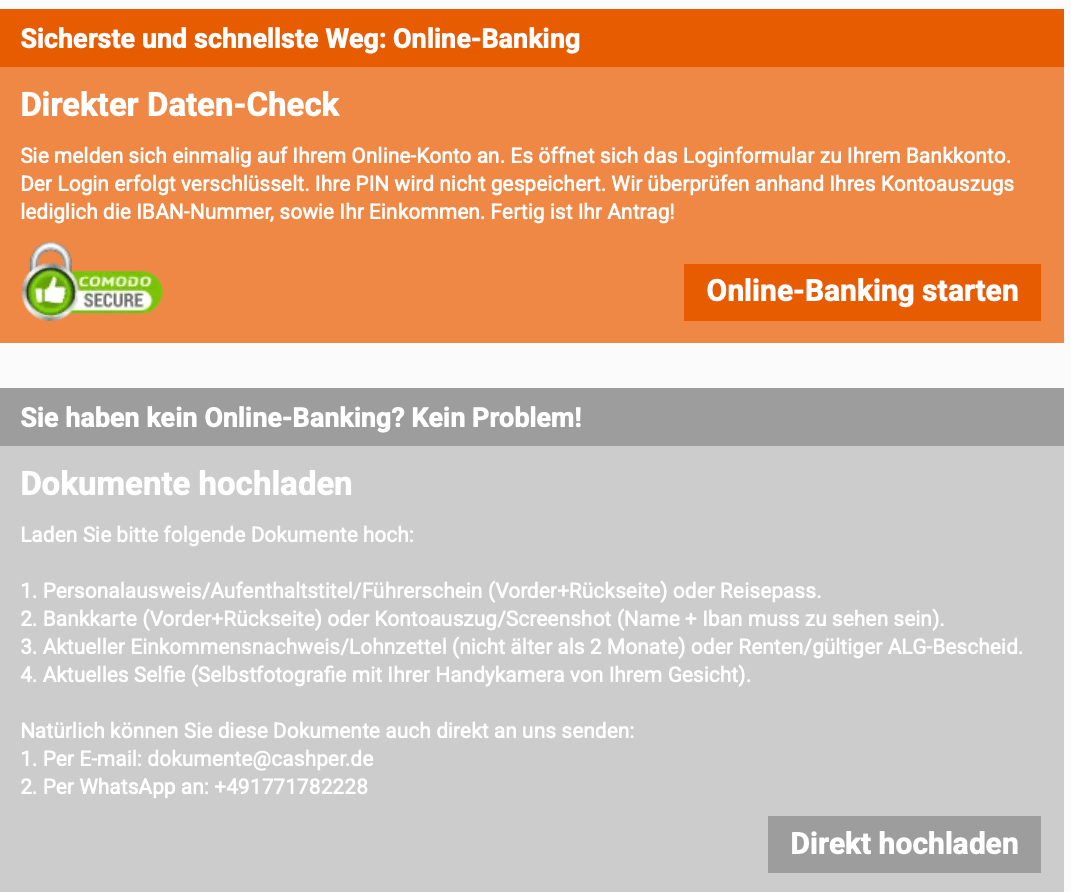 Cashper daten check oder manuell