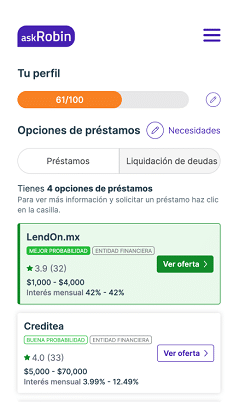 Pantallazo de la app de AskRobin