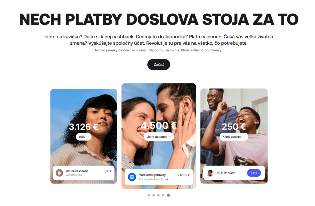 Revolut hlavná stránka