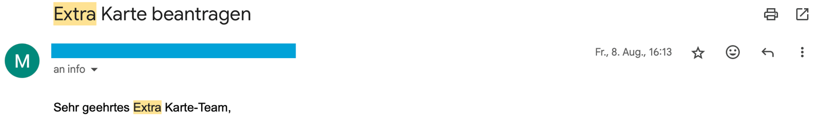 Extra karte e mail support im test