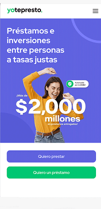 Pantallazo de la app de Yotepresto