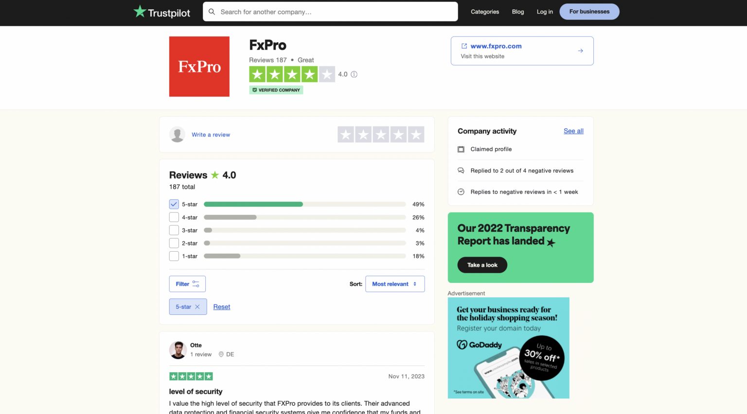 Fxpro broker review di trustpilot