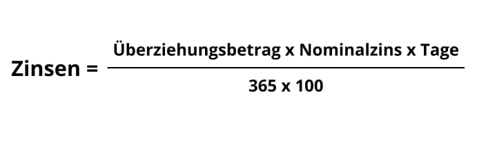 Überziehungsbetrag x Nominalzins x Tage