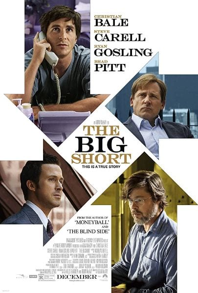 Póster de La gran apuesta (The Big Short) con Christian Bale, Steve Carell, Ryan Gosling y Brad Pitt.