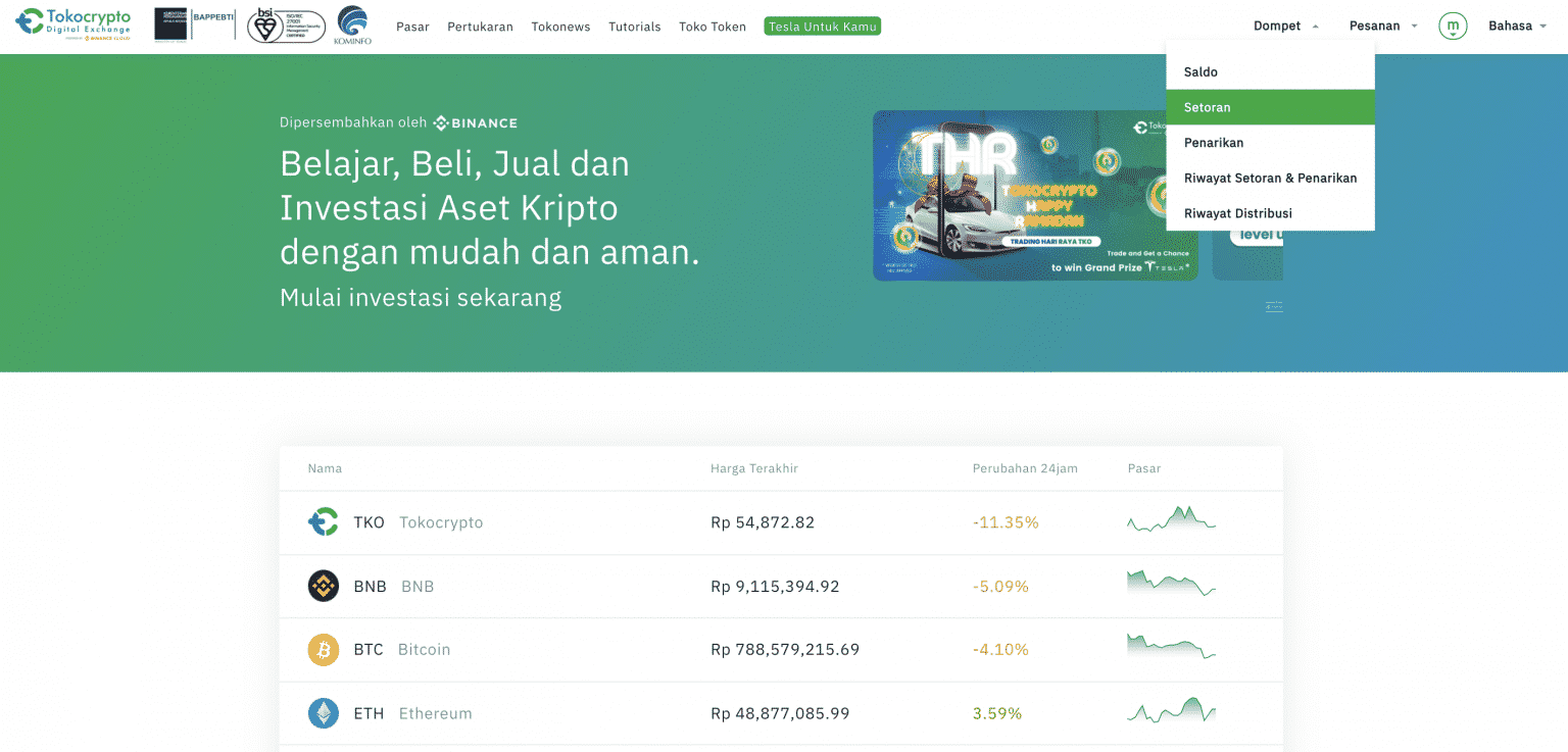 Topup tokocrypto
