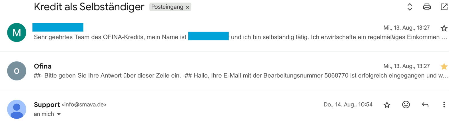 Ofina e mail support im test