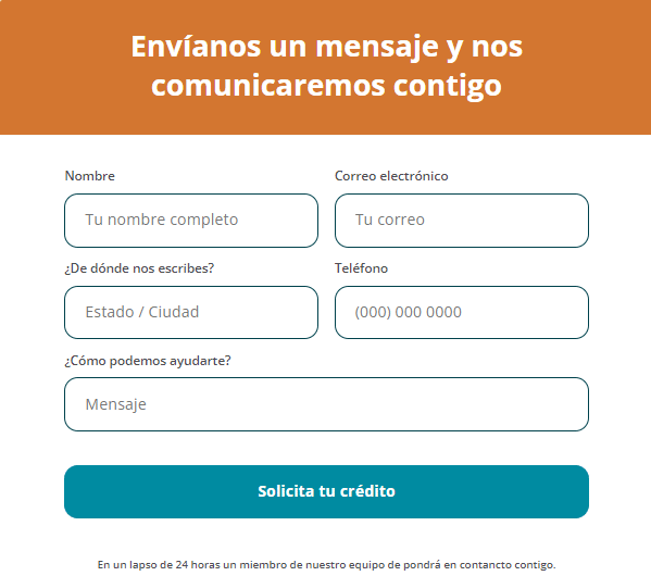 Ventana de formulario de Préstamos Relámpago