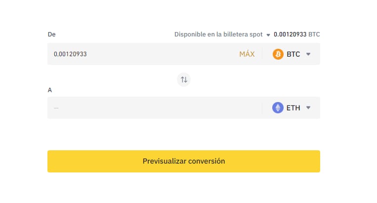 UX de trading en Binance