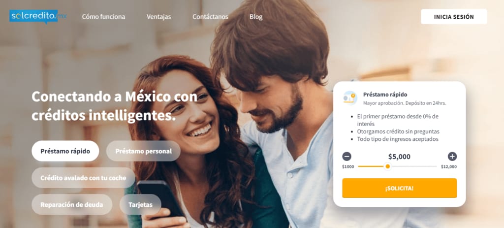 Pantalla inicial de Solcredito