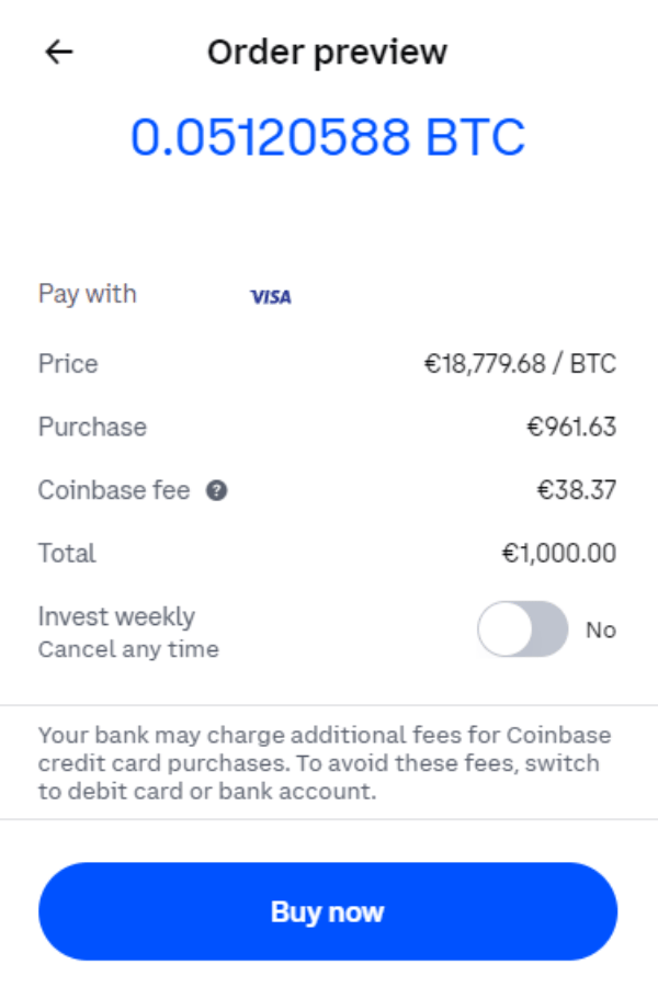 Coinbase díjak példája