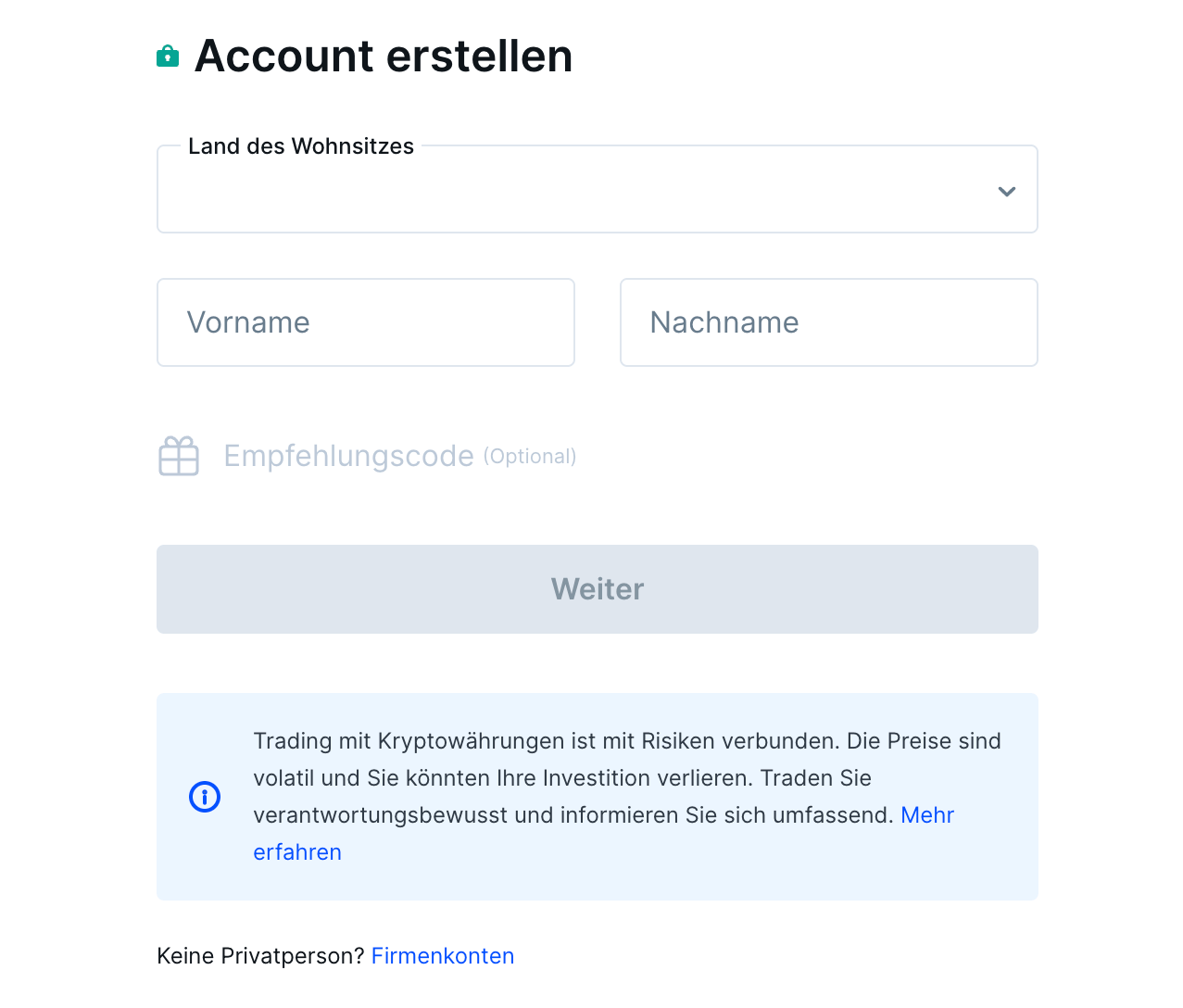 Bitvavo konto erstellen