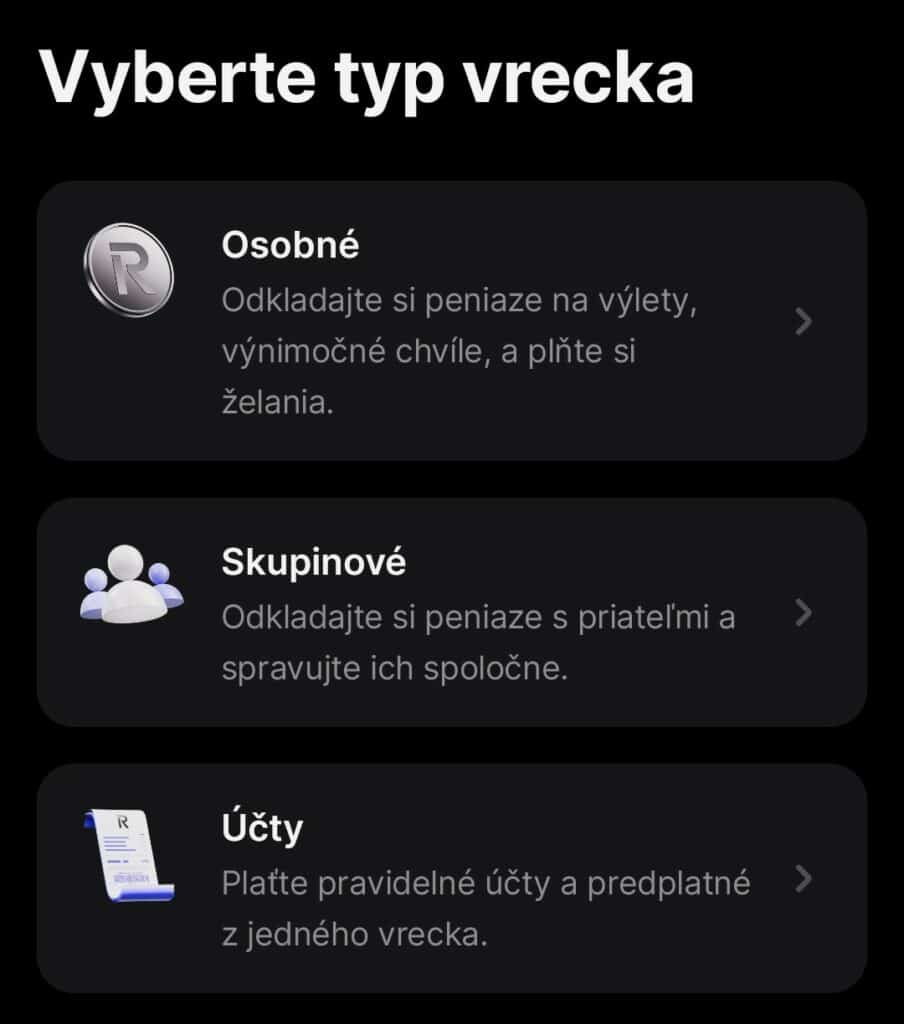 Revolut vrecká