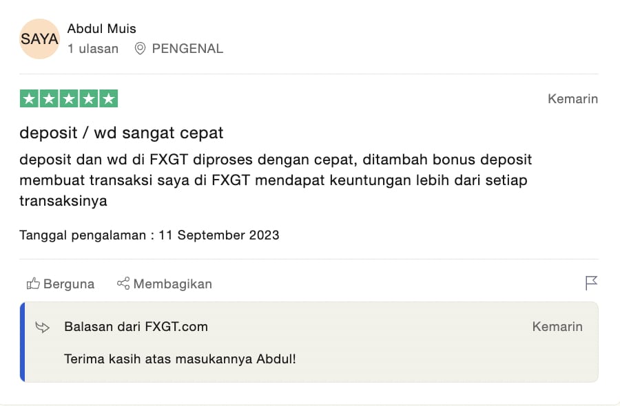 Review FXGT di Trustpilot