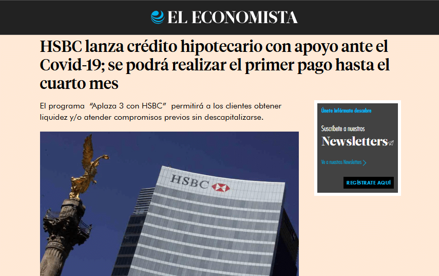 Noticia de El Financiero sobre los meses de gracia